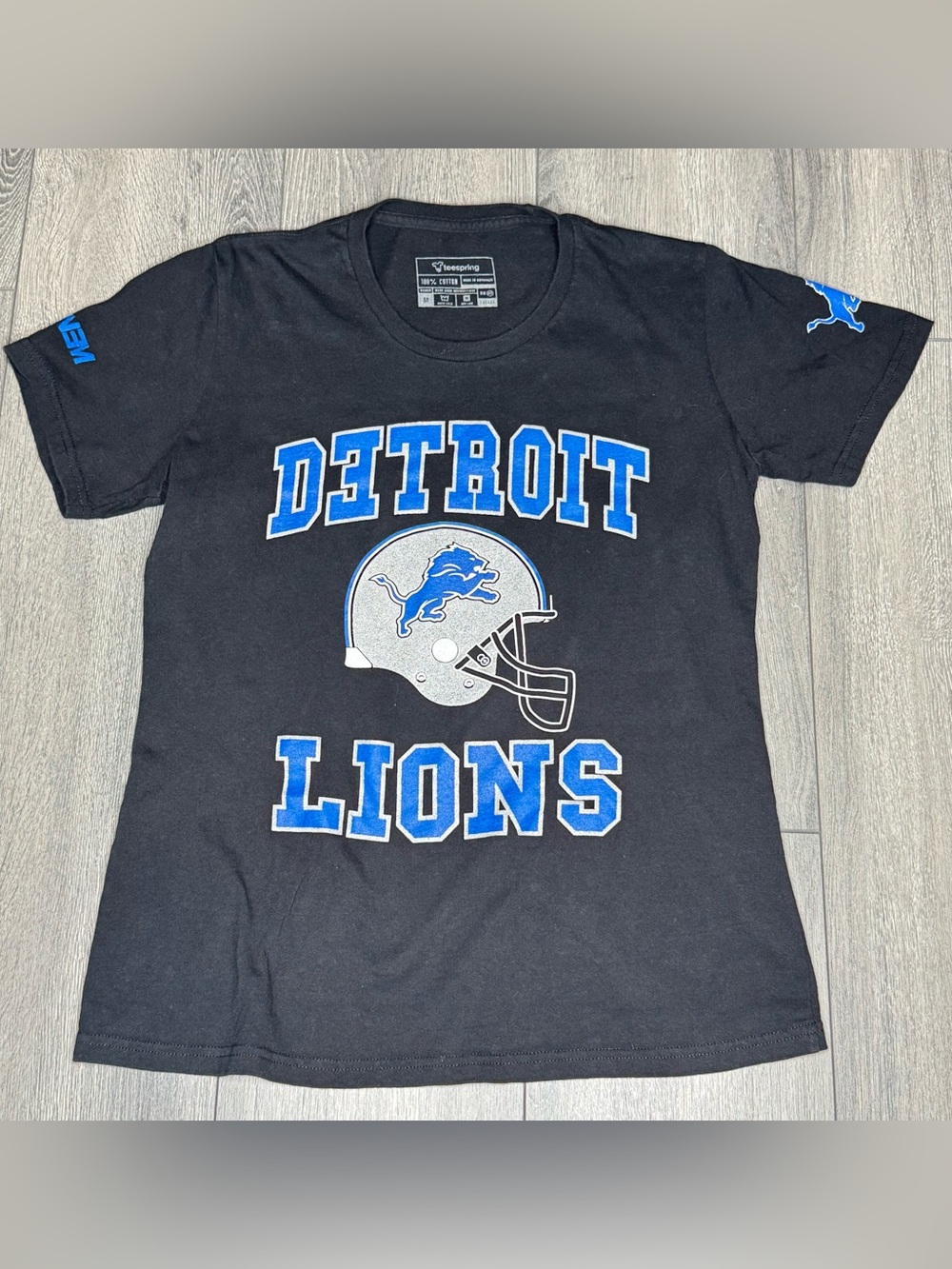 Rare Eminem x Detroit Lions collaboration Black T-Shirt 2016 Teespring Sz Medium